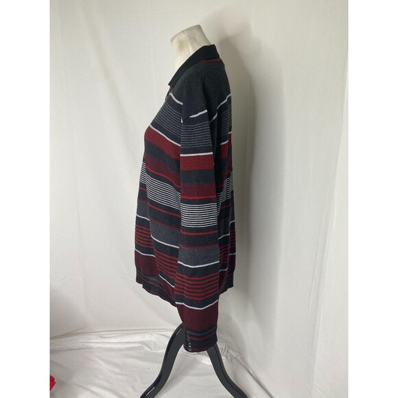 Montechiaro Men’s Sweater Red White Grey and Black Striped 1/4 Zip Size XXL - Picture 5 of 9